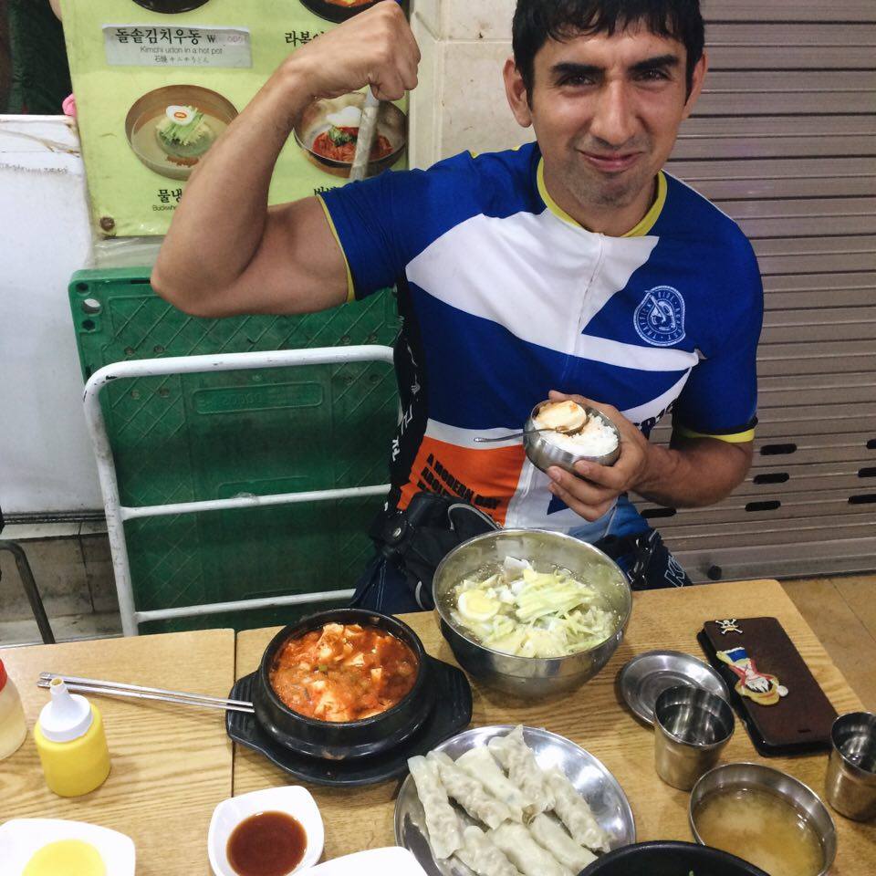 David's post-Ride meal (yes, all three dishes were his). (: