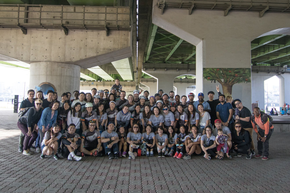  The bikers, support crew, and those who came to cheer us to the finish! 